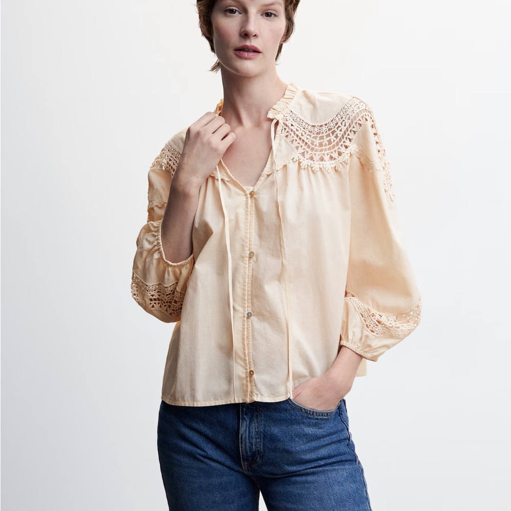 Mango embroidered cotton Blouse NWT